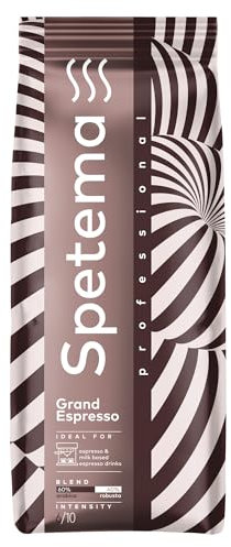 Spetema Professional Grand Espresso Kaffeebohnen, 60% Arabica und 40% Robusta, Ideal für Espressomaschinen, mit Ausgewogenen und Delikaten Geschmack, Intensität 6/10, Mittlere Röstung, 1 kg.
