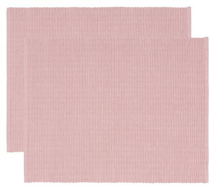 LINUM Uni 2-er Pack Tischsets für Esstisch 35x46 cm, 100% Gerippte Baumwolle, Maschinenwaschbar, Altrosa