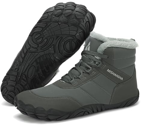 Mishansha Botas Mujer Invierno - Botines Mujer Invierno Botas Nieve Zapatos Invierno Barefoot Zapatillas Minimalistas, Gris Oscuro Gr.40