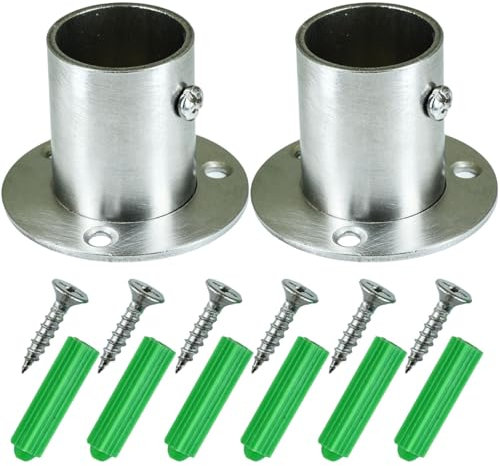 Selyse 2 supporti per tubi in acciaio inox, attacco flangiato, supporto per tubo rotondo con 6 viti, supporto da parete regolabile (25 mm)