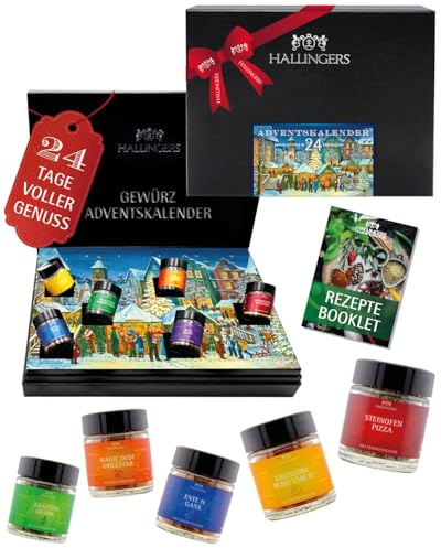 Hallingers Markt im Advent special Calendrier de l'Avent de luxe, épices et arôme intense dans des bocaux à visser, variété sélectionnée à la main (ensemble) – Idées cadeaux de Noël et cadeaux de