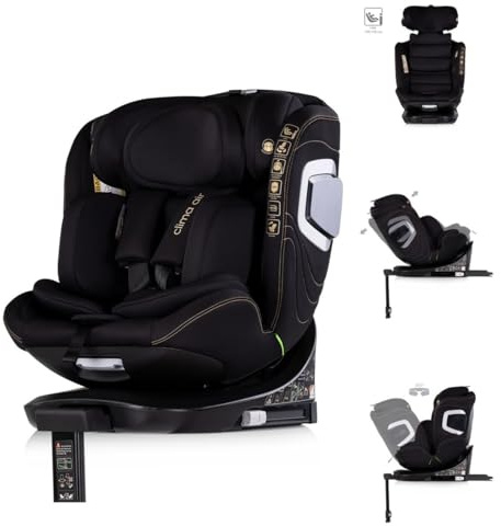 Chipolino Barnstol Clima Air isize (40–150 cm) Isofix ventilations-värmefunktion, svart