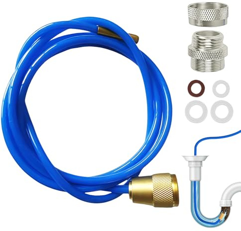 Limpiador de tuberías de alta presión, manguera de limpieza de tuberías de 3 m, dispositivo de limpieza de tuberías, juego de limpieza de tuberías, manguera con boquilla de latón y juntas para tubos