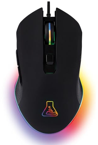 THE G-LAB - Kult Helium Pro - Mouse Gaming con Filo - Mouse da Gaming USB - Sensore Ottico Regolabile 12800 DPI, Illuminazione LED 7 Colori, Mouse Gamer Silenzioso a 6 Pulsanti - PC/PS4/PS5/Xbox