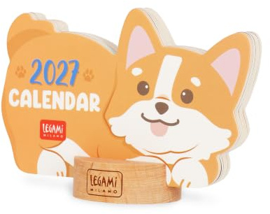 Legami - Calendrier 2027, sur Socle en Bois, 12 Mois, 9 x 4 cm