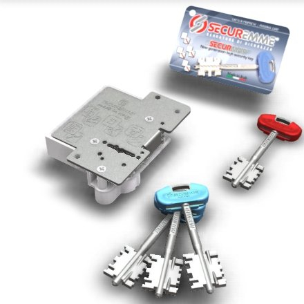 SECUREMME Corazón de repuesto doble mapa antipicking derecho 3 llaves + 1 de buzón, antimanipulación, longitud total llave 95 mm para cerraduras serie 25