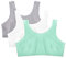 Fruit of the Loom Women's Cotton Tank Bra Ultimate Comfort & Breathable Fit Sports, Opaque, Mint Chip/White/Grey Heather, 34 (Pack of 3)