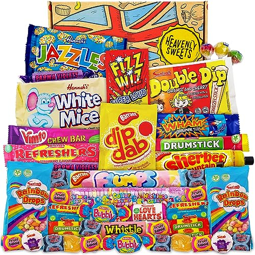 Heavenly Sweets | Retro Sweets Gift Box | Candy & Chocolate for Birthday Anniversary Fathers Day Summer Party | Old Fashioned Traditional UK Candy | 60's 70's 80's 90's Mix