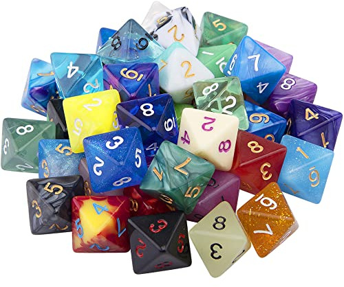SIQUK 42 Pièces Dés Jeu de Role Polyédriques des 8 Faces Multicolore Dés pour DND RPG avec Pochettes
