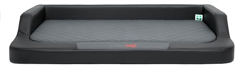 Hundebett für kleine, mittelgroße und Grosse Hunde - orthopädische Hundesofa mit Memory Foam - Ergonomisches Hundekissen - Hundeliegen aus Kunstleder - Bezug abnehmbar & waschbar - S - Schwarz/Grau