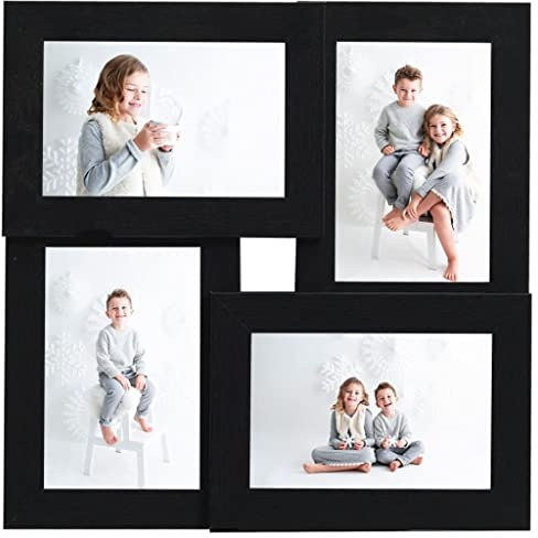 INLIFE Collage Cadre photo, pour photos 4 x (13 x 18 cm), noirs, MDF