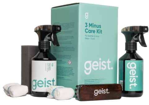 Geist. 3 Minus Lederpflegeset | Reinigung und Schutz vor Farbübertragung & Abrieb-Schäden | Der einzige Schutz, den neues Leder oder Kunstleder (0-3 Jahre) benötigt