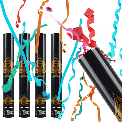 XiXiRan Konfettiwerfer weiß – Kanone Popper 4-teilig für Hochzeit und Geburtstag