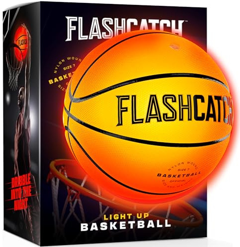 FlashCatch Light Up Basketball - Glow in The Dark - Sports Gear Accessories Gifts for Boys 8-15+ Year Old - Kids Teens Gift Birthday Ideas - Teen Boy Toys Ages 8 9 10 11 12 13 14 15 Outdoor Teenager