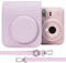 Aenllosi PU Leather Protective Case for Fujifilm Instax Mini 12/11 Instant Film Camera Travel Case,with Pocket and Adjustable Shoulder Strap, Only Case (Blossom Pink)