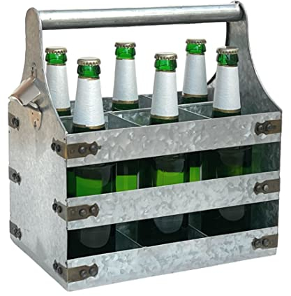 DanDiBo Bierträger Metall mit Öffner 96403 Flaschenträger 6 Flaschen Flaschenöffner Flaschenkorb Männerhandtasche Männergeschenke