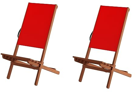 Erst-Holz Tre varianti per sedia XXL tessuto rosso da campeggio/pesca in faggio massello V-10-363, Sedie:doppio