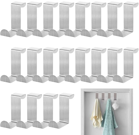 HFDONGL Türhaken Kleiderhaken Tür Türgarderobe zum Einhängen Edelstahl Türhaken Innenseite Tür Garderobe für Wohnzimmer Schlafzimmer Küche Badezimmer (20 Stück)