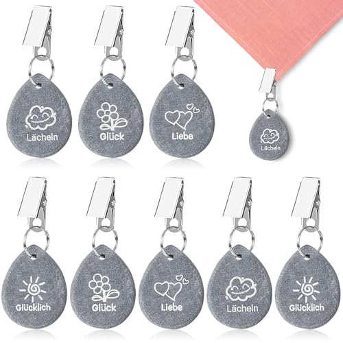 Aongray 8 Stück Tischdeckenbeschwerer Beschwerer tischtuchbeschwerer mit Muster und Stahl Tischdecken Klammer zum sicheren Fixieren von Tischdecken für Draußen Picknicks, Partys