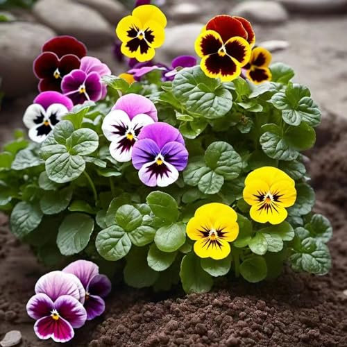 80 Pcs Stiefmütterchen Samen Winterhart Mehrjährig - Blumensamen Mehrjährig Winterhart, Balkonpflanzen Winterhart Hornveilchen Samen, Kletterpflanzen Winterhart, Bio Saatgut Ausgefallene