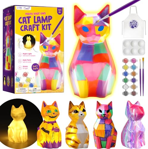DIY-LAOESE Paint Your Own Cat Lamp Kit, Art Supplies Arts & Crafts Kit, Painting kit for Kids 6-12, Arts and Crafts for Kids Ages 8-12, Toys Girls Boy Birthday Easter Gift Ages 6 7 8 9 10 11 12+