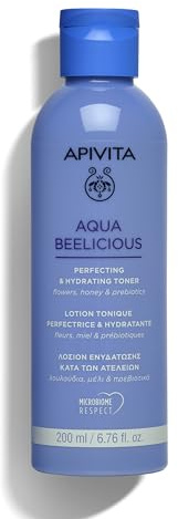 Apivita Aqua Beelicious Perfektionierender & Feuchtigkeitsspendender Toner 200 ml – Wässriger, taufrischer Toner mit Honig, Präbiotika, Blütenextrakten & Hyaluronsäure – Spendet Feuchtigkeit