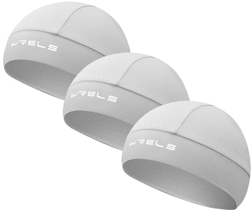WRELS 3 Pieces Cooling Helmet Liner Skull Cap for Men Women,Sweat Wicking Cycling Running Head Cap Sports Hat for Outdoors