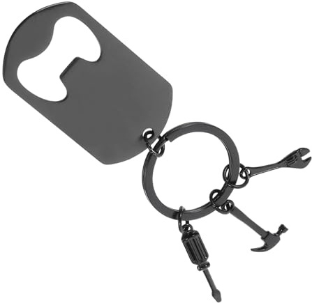 Metal Bottle Opener Keyring, Black Keychain Beer for Travel Lovers
