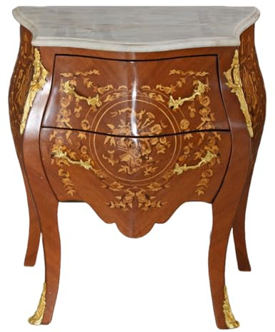 Palazzo Cat915-a Commode antique avec plateau en marbre incrusté Commode à linge en bois