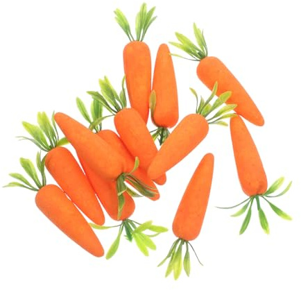 FUTUREORYY 12pièces Lot de Carottes Artificielles Réalistes pour Décoration De Pâques Jouets Alimentaires Miniatures Faux Légumes pour Maison De Poupée Et Fête