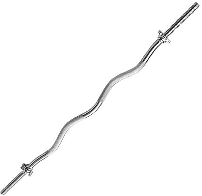 Fitness Tech Barra Super Curl Ondulada, 150 cm, Diámetro 25 mm, 2 Seguros de Tuerca, Capacidad 130 kg