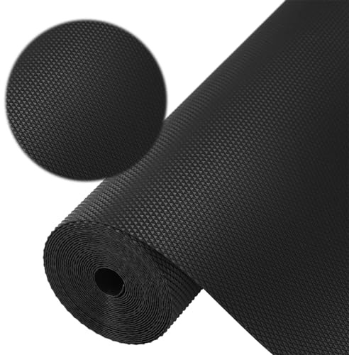 Alfombrilla para cajones, 50 x 500 cm, alfombrilla antideslizante para cocina, resistente al agua y no adhesiva, para estanterías, armarios, cajones, frigoríficos, hogar, oficina, color negro