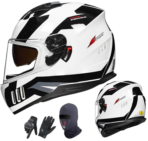 Motorcykelhjälm ECE 22.05-Godkänd, Integralhjälm För Vuxna Män Och Kvinnor, Fyra Årstiders Gatu- Och Touringhjälm Med Dubbelt Visir 6,XXL(61-62CM)