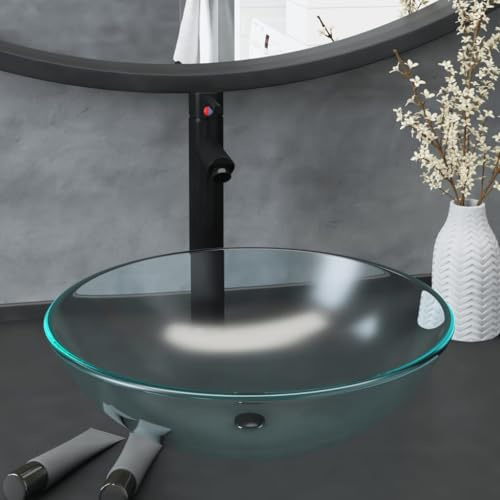 Genérico Lavabo baño Grifo&desagüe de Empuje Vidrio Templado esmerilado-3098445