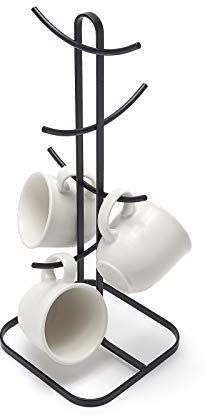 simplywire - Arbre à tasses rétro - Fil plat noir mat - 8 tasses
