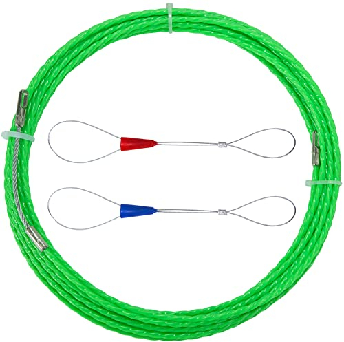 QIMEI-SHOP Guia Pasacables 10M Guía Pasacables Profesional Electricos Guia Cables de Poliéster con Muelle de Guía Diámetro 4.5mm para Colocación de Cables Verde