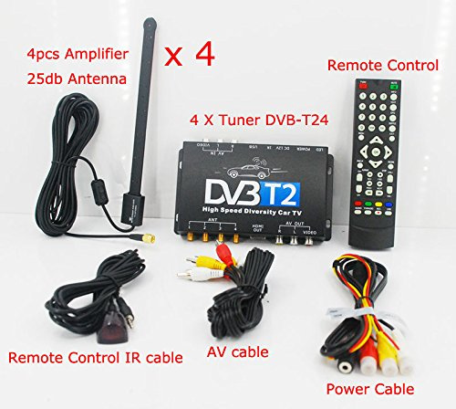 WOSTOKE DVB-T24 Ricevitore TV DVB-T2 per Auto 4 sintonizzatore 4 antenne USB HDMI HDTV Russia ad Alta velocità