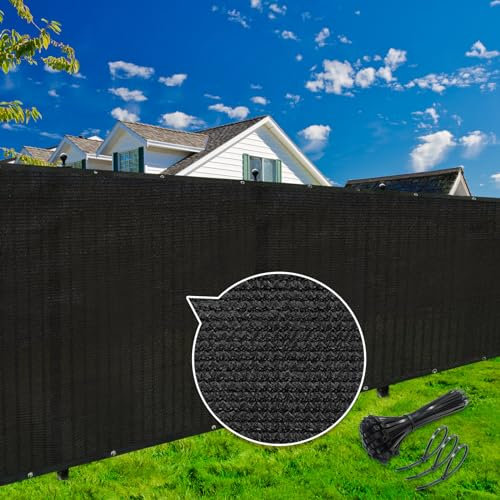 KANAGAWA 6ft x 25ft Privacy Screen Fence, 90% Blockage Heavy Duty 175 GSM Fencing Mesh Net Cover for Outdoor Wall Garden Yard Backyard 40 Cable Zip Ties Included Black