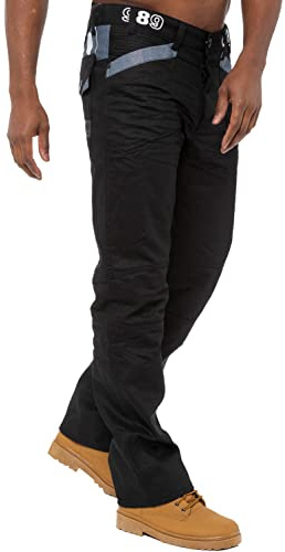 989Zé ENZO Mens Pants EZ112 Designer Black Coated Denim Jeans All Waist Sizes