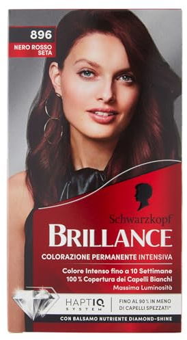 Schwarzkopf, Brillance Permanente Coloration, Haarfarbe, Intensive Colorationscreme, Weißhaarabdeckung, Farbton 896 Schwarz Rot Seide