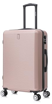 CELIMS - Valigia Media 20 kg Rigida Oro Rosa Leggera | Valigia da Stiva 65cm Donna | Lucchetto Integrato | ABS | Trolley Medio 65cm con 4 Ruote