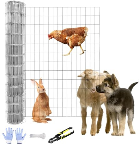 Tongmo 3 ft x 100 ft Galvanized Welded Wire Fence, 16GA Garden Chicken Wire Fence Roll, Mesh Size 2 x 4Hardware Cloth, Ideal for Yard Protection and Poultry Netting