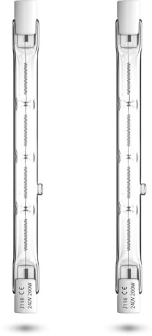 CucuGo 200W R7s Alogena 118mm dimmerabile Bianco Caldo 2800K Lampada alogena lineare r7s 3900lm per l'illuminazione domestica, lavoro, sicurezza, stradale, illuminazione del paesaggio, ecc (2pcs)