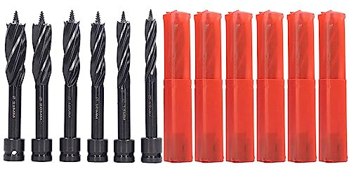 Mavaol 6-teiliges Schlangenbohrer-Set, 4-schneidiges Design, schlagfester Hartstahl, vielseitig einsetzbar für Holz, PVC, komprimierte Platten, Heimwerker- und professionelle