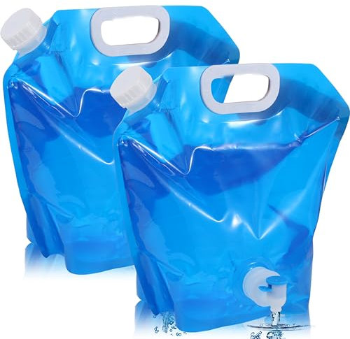 10L Faltbarer Wasserkanister mit hahn, 2 Stück Flexibler Wasserbehälter Tragbar Faltbare Trinkflasche, Faltbare Wasserflasche BPA-frei Wasserbeutel für Camping,Wandern und Wasserspeicherung zu Hause