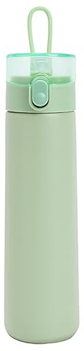 250ml Insulated Small Water Bottle with Straw - 304 Stainless Steel Flask with One-Hand Open Design, Leak-Proof Locking Lid Flask, 4-6 Hours Hot/Cold Retention and Portable for Coffee, Milk(Mint)