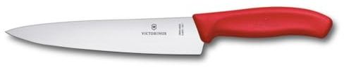 Victorinox Swiss Classic, Profi Tranchiermesser Fleisch, Extra Scharfe Klinge, gerader Schliff, 19 cm, Kunststoffgriff, Rostfreier Stahl, Rot