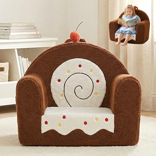 OUOZZZ Divano per bambini Poltroncina per bambini da 1 3 6 anni – Morbido divano Sherpa per bambini Mini divano per cameretta bambine e bambini, marrone torta