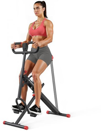 Squat Machine, MERACH R07 2 in 1 Squat Rowing Machine, Easy Setup & Foldable Exercise Equipment, Glute Trainer Machine, Glutes & Leg Home Workout Machine(Black Red)
