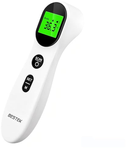 BESTEK Termometro Febbre Infrarossi Senza Contatto per Bambini e Adulti Bambini,Termometro Neonato Frontale Digitale Lettura Istantanea in 1 Secondo, Accesso Rapido alla Memoria, Display LCD